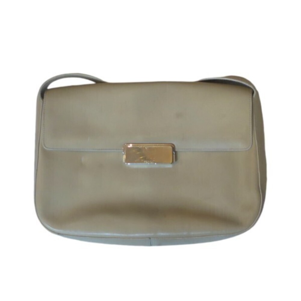 PRADA Leather Hobo Bag Beige